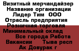 Визитный мерчандайзер › Название организации ­ Лидер Тим, ООО › Отрасль предприятия ­ Розничная торговля › Минимальный оклад ­ 15 000 - Все города Работа » Вакансии   . Тыва респ.,Ак-Довурак г.